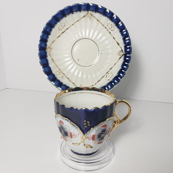 Other - Ornate Vintage German Cup/Saucer, Cobalt & Gold